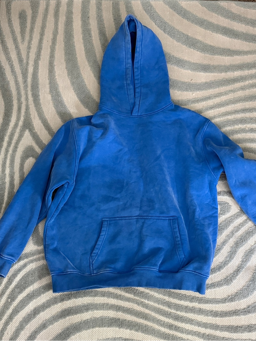 Tiktok Shop Hatant Faiable Bright Blue Plush Hooded Pullover Hoodie size M